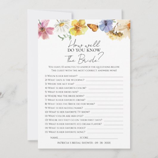 Hoe goed ken je de bruid Boho spel Kaart (Voorkant)