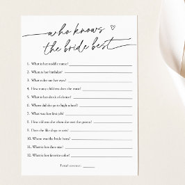 Hoe goed ken je de bruid bruids spel Kaart