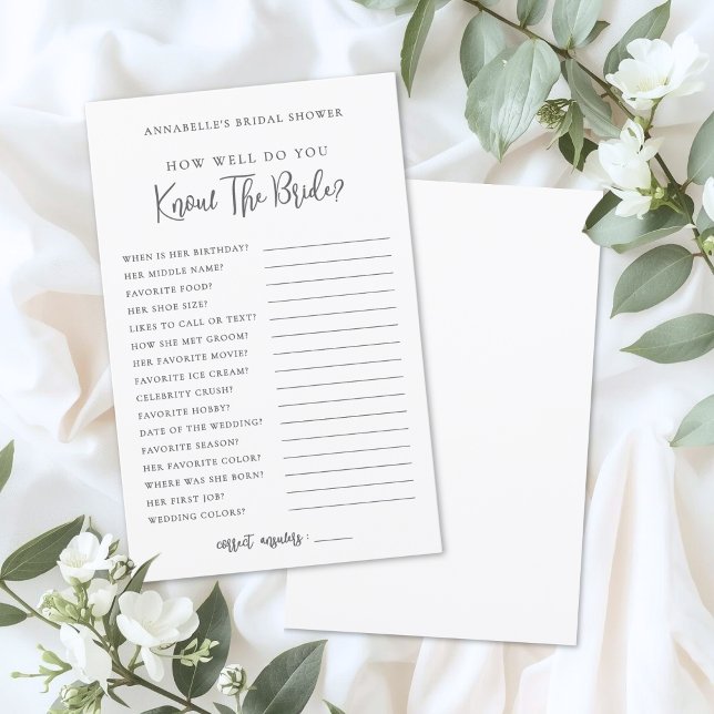 Hoe goed ken je de bruid Bruidsfeest spel (How Well Do You Know The Bride Bridal Shower Game)