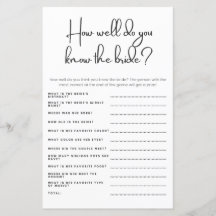 Hoe goed ken je de bruid bruiloft douche spel