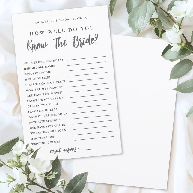 Hoe Goed Ken Je De Bruid Bruiloft Spel (How Well Do You Know The Bride Bridal Shower Game)