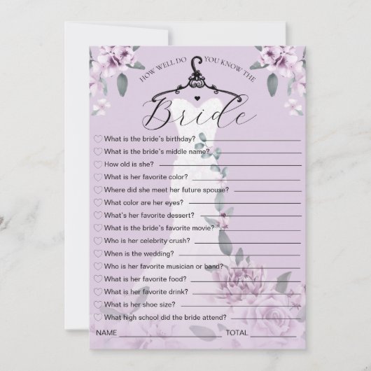 Hoe goed ken je de bruid bruiloft spel Kaart (Voorkant)