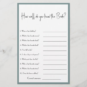Hoe goed ken je de bruid? Bruiloftsspel Flyer