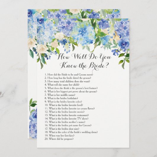 Hoe goed ken je de bruid? kaart (Voorkant / Achterkant)