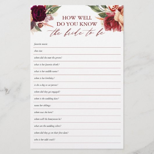 Hoe goed ken je de bruid om Vrijgezellenfeest te z (Voorkant)