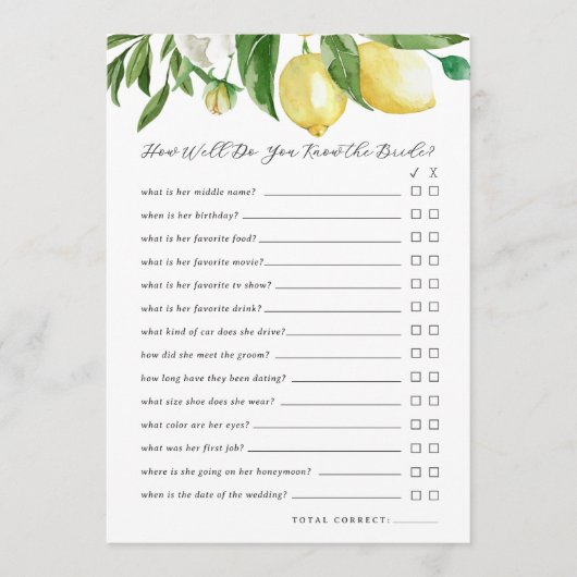 Hoe goed ken je de bruid spel Kaart (Voorkant)