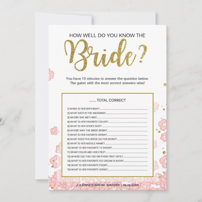 Hoe goed ken je de bruid spel | Roze Goud (Voorkant)