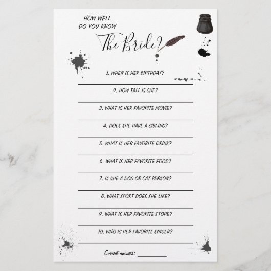 Hoe goed ken je de bruid spelkaart flyer (Voorkant)