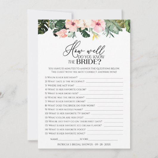 Hoe goed ken je de bruid tropische kaart (Voorkant)