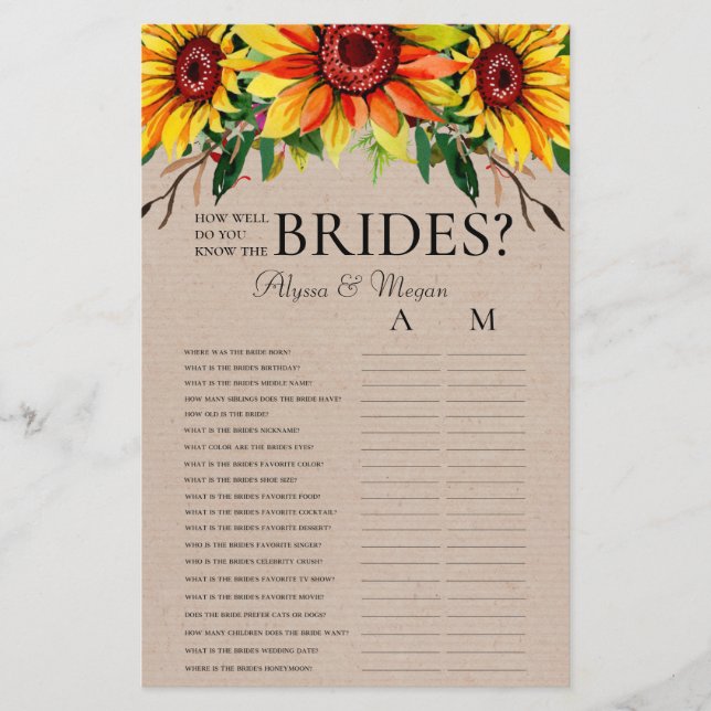 Hoe goed ken je de bruiden Zonnebloemen LGBTQ (Voorkant)