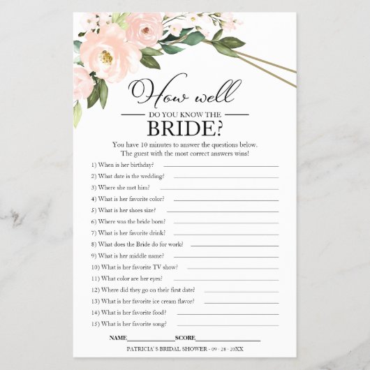 Hoe goed ken je de bruidroze geometrisch flyer (Voorkant)