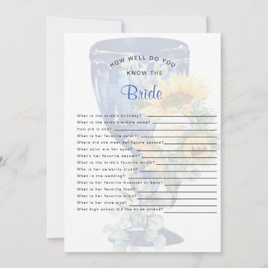 Hoe goed ken je de bruidsdouche? kaart (Voorkant)
