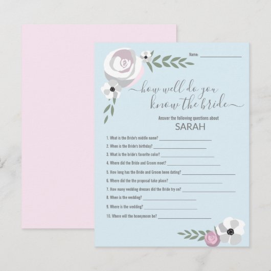 Hoe goed ken je de game van het bruid Vrijgezellen Aankondigingskaart (Voorkant / Achterkant)