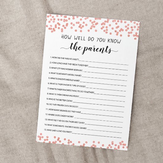 Hoe goed ken je de Ouders Baby shower Kaart