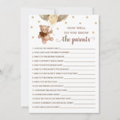 Hoe goed ken je de ouders Teddy Bear Kaart (Voorkant)