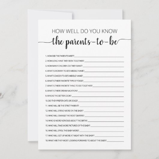 Hoe goed ken je de toekomstige Ouders-Kaart? Kaart (Voorkant)