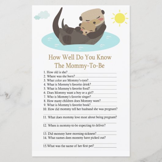 Hoe goed ken je het baby shower spel? (Voorkant)