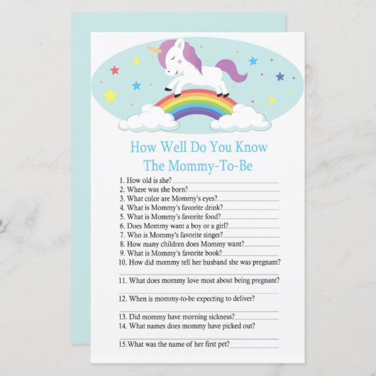 Hoe goed ken je het baby shower spel? (Voorkant / Achterkant)