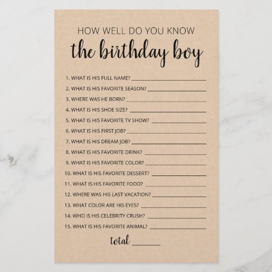 Hoe goed ken je het 'Birthday Boy Game'? (Voorkant)