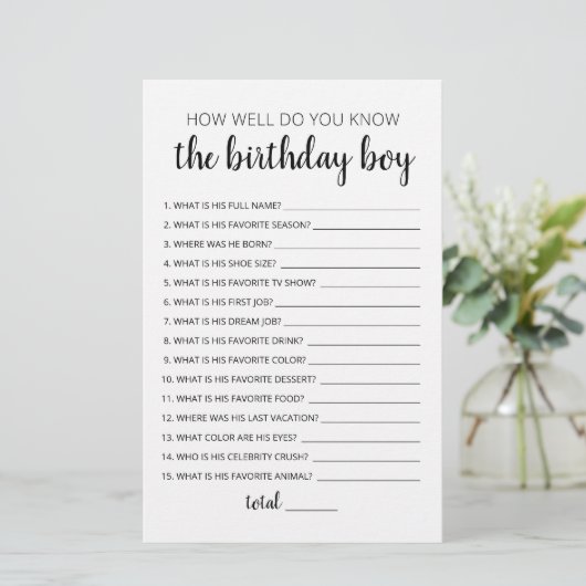 Hoe goed ken je het 'Birthday Boy Game'? (Staand voorkant)