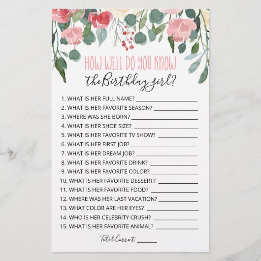 Hoe goed ken je het Birthday girl spel? (Voorkant)