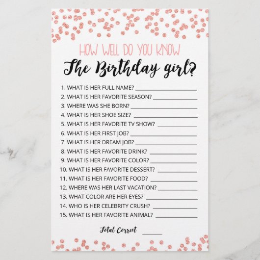 Hoe goed ken je het Birthday girl spel? (Voorkant)