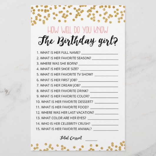 Hoe goed ken je het Birthday girl spel? (Voorkant)