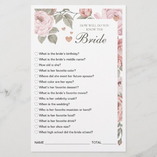 Hoe goed ken je het Bride Vrijgezellenfeest Game? (Voorkant)