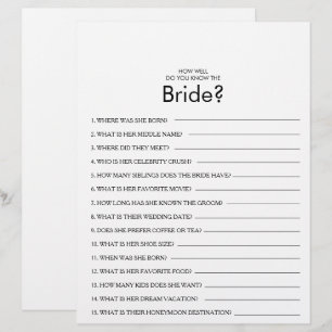 Hoe goed ken je het Bride Vrijgezellenfeest Game?