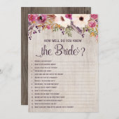 Hoe goed ken je het Bride Vrijgezellenfeest Game? Kaart (Voorkant / Achterkant)