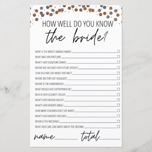 Hoe goed ken je het Bride Vrijgezellenfeest Gold? (Voorkant)