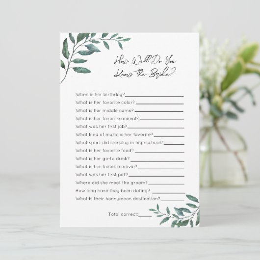 Hoe goed ken je het bruid- Vrijgezellenfeest spel Feestdagenkaart (Staand voorkant)