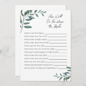 Hoe goed ken je het bruidsspel - Eucalyptus Programmakaart (Voorkant / Achterkant)