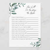 Hoe goed ken je het bruidsspel - Eucalyptus Programmakaart (Voorkant)