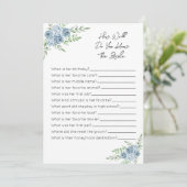 Hoe goed ken je het spel van de Bride - Blauwe Flo Programmakaart (Staand voorkant)