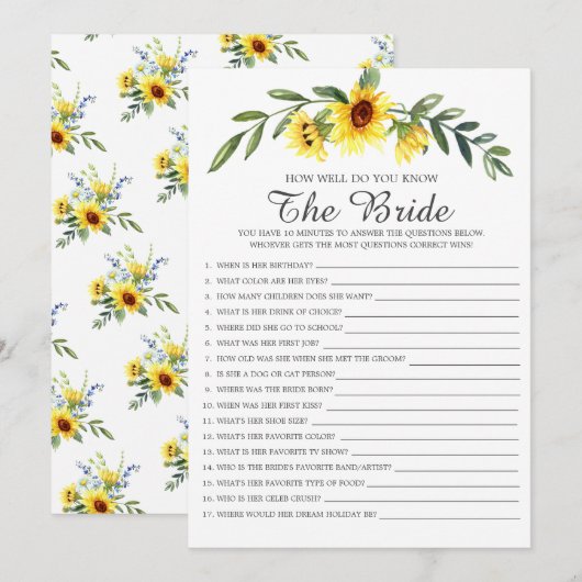 Hoe goed ken je het spel van het Bride Vrijgezelle Kaart (Voorkant / Achterkant)