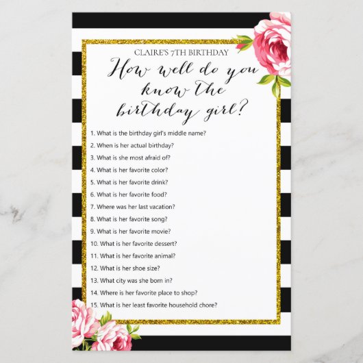 Hoe goed ken je het verjaardagsmeisje Game? (Voorkant)