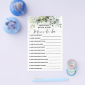 Hoe goed ken je mam Greenery Shower Game Kaart (Enkel)