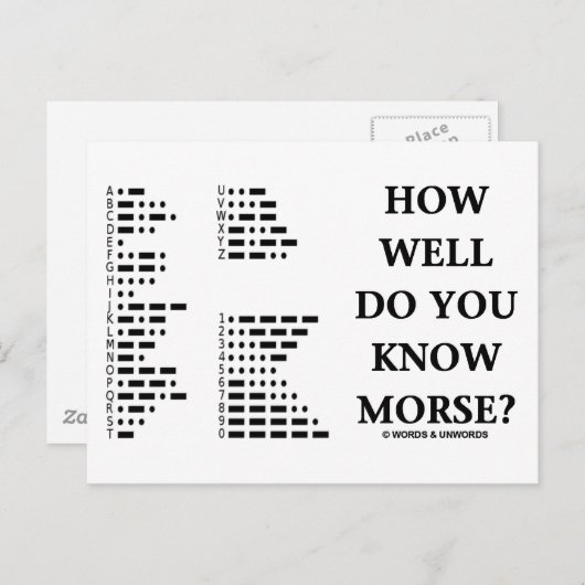 Hoe goed ken je Morse? (Intl Morse Code) Briefkaart (Voorkant / Achterkant)