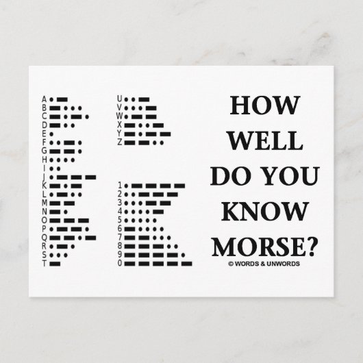 Hoe goed ken je Morse? (Intl Morse Code) Briefkaart (Voorkant)