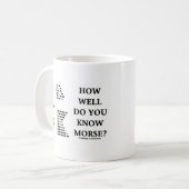 Hoe goed ken je Morse? (Intl Morse Code) Koffiemok (Voorkant links)