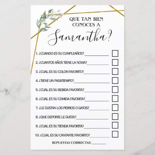 Hoe goed ken je tweetalige vrijgezellenfeest game? (Achterkant)