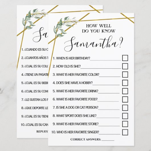 Hoe goed ken je tweetalige vrijgezellenfeest game? (Voorkant / Achterkant)