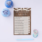 Hoe goed ken jij haar Westerse Douche Spel Kaart (Enkel)