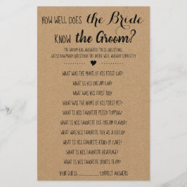 Hoe goed kent de Bride de Groom Game Kaart? Flyer