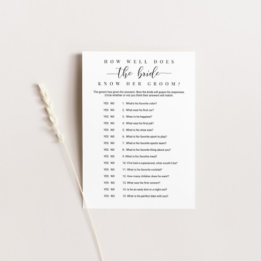 Hoe goed kent de Bride haar gamspel? Kaart