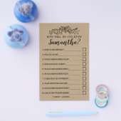 Hoe goed kent u Bruidsshower Rustic spelkaart Flyer (Enkel)