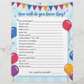 Hoe goed weet je...? Verjaardagsspel Activiteit Flyer (Voorkant)