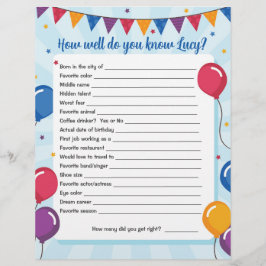 Hoe goed weet je...? Verjaardagsspel Activiteit Flyer