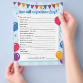 Hoe goed weet je...? Verjaardagsspel Activiteit Flyer (Hand)